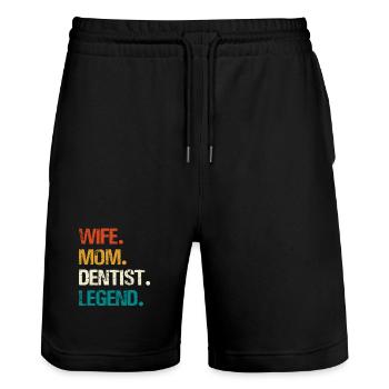 Wife Mom Dentist Legend Tea - Stanley/Stella Trainer Unisex Organic Jogging Shorts - black - Front - Nik (191cm) & Marisol (170cm)