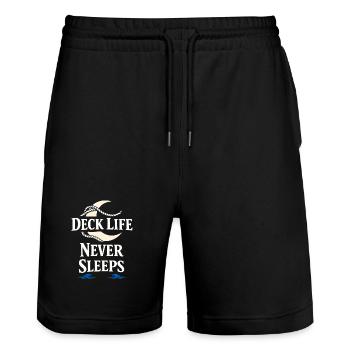 Seamanship Gift for Deckhand Ocean Work - Stanley/Stella Trainer Unisex Organic Jogging Shorts - black - Front - Nik (191cm) & Marisol (170cm)