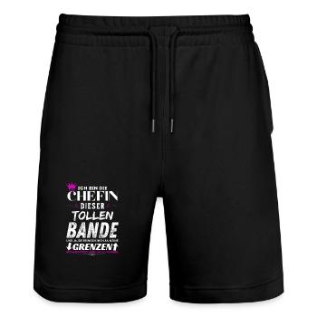 Chefin dieser Tollen Bande Chefin Geschenke - Stanley/Stella Trainer Unisex Organic Jogging Shorts - black - Front - Nik (191cm) & Marisol (170cm)