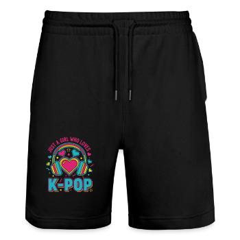 Just a girl, das koreanische K-Pop-Musik liebt - Stanley/Stella Unisex Bio Joggingshorts Trainer  - Schwarz - Vorne - Nik (191cm) & Marisol (170cm)