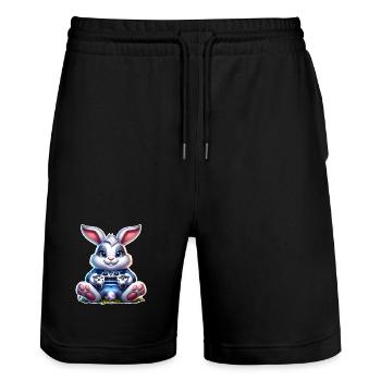 Joueur de Jeux de Lapins de Pâques - Short de jogging bio TRAINER Stanley/Stella unisexe - noir - Devant - Nik (191cm) & Marisol (170cm)
