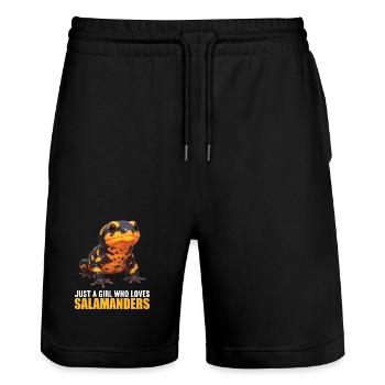 Fire Salamander Salamander - Stanley/Stella Trainer Unisex Organic Jogging Shorts - black - Front - Nik (191cm) & Marisol (170cm)