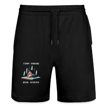 Tiny House, Grandes Valeurs | Minimalisme - Short de jogging bio TRAINER Stanley/Stella unisexe - noir - Devant - Nik (191cm) & Marisol (170cm)