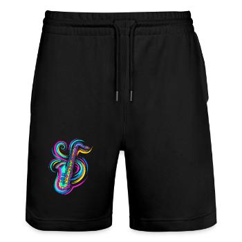Saxophone - Short de jogging bio TRAINER Stanley/Stella unisexe - noir - Devant - Nik (191cm) & Marisol (170cm)