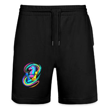 Schach - Stanley/Stella Unisex Bio Joggingshorts Trainer  - Schwarz - Vorne - Nik (191cm) & Marisol (170cm)
