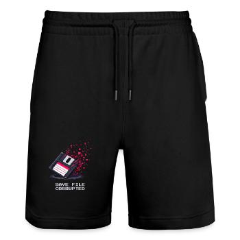 Save File kaputt | Bestatter Ironie - Stanley/Stella Unisex Bio Joggingshorts Trainer  - Schwarz - Vorne - Nik (191cm) & Marisol (170cm)