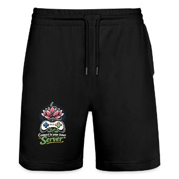 Connect to your inner Server - Gamer Yoga - Stanley/Stella Unisex Bio Joggingshorts Trainer  - Schwarz - Vorne - Nik (191cm) & Marisol (170cm)