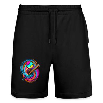 Batte de baseball et balle - Short de jogging bio TRAINER Stanley/Stella unisexe - noir - Devant - Nik (191cm) & Marisol (170cm)
