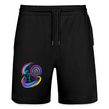 Bogenschießen - Stanley/Stella Unisex Bio Joggingshorts Trainer  - Schwarz - Vorne - Nik (191cm) & Marisol (170cm)