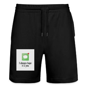 Ich hoffe immer, dass du es bist. - Stanley/Stella Unisex Bio Joggingshorts Trainer  - Schwarz - Vorne - Nik (191cm) & Marisol (170cm)