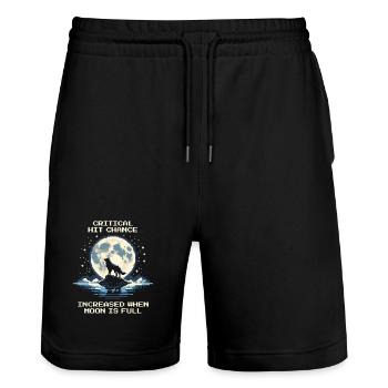 Coup critique à la pleine lune | Loup - Short de jogging bio TRAINER Stanley/Stella unisexe - noir - Devant - Nik (191cm) & Marisol (170cm)