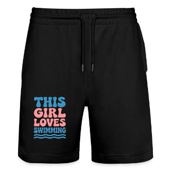 Schwimmen Sprüche Lustiges Schwimmen Geschenk - Stanley/Stella Unisex Bio Joggingshorts Trainer  - Schwarz - Vorne - Nik (191cm) & Marisol (170cm)