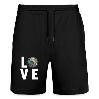 Lachse Lachs - Stanley/Stella Unisex Bio Joggingshorts Trainer  - Schwarz - Vorne - Nik (191cm) & Marisol (170cm)