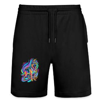 Colorful German Shepherd - Stanley/Stella Trainer Unisex Organic Jogging Shorts - black - Front - Nik (191cm) & Marisol (170cm)