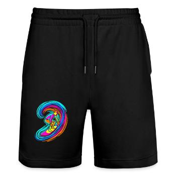 SURFER WAVE - Stanley/Stella Trainer Unisex Organic Jogging Shorts - black - Front - Nik (191cm) & Marisol (170cm)