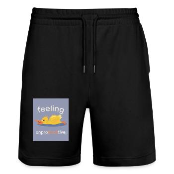 Se sentir improductif – Humeur de canard - Short de jogging bio TRAINER Stanley/Stella unisexe - noir - Devant - Nik (191cm) & Marisol (170cm)