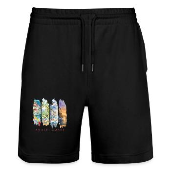 Amalfi Coast Design – Italien Urlaub Motiv - Stanley/Stella Unisex Bio Joggingshorts Trainer  - Schwarz - Vorne - Nik (191cm) & Marisol (170cm)