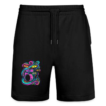 percussion - Stanley/Stella Trainer Unisex Organic Jogging Shorts - black - Front - Nik (191cm) & Marisol (170cm)