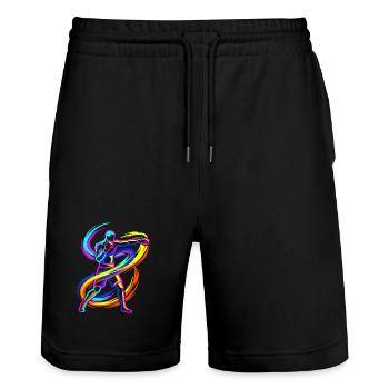 Boxen - Stanley/Stella Unisex Bio Joggingshorts Trainer  - Schwarz - Vorne - Nik (191cm) & Marisol (170cm)
