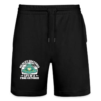 Frog Catcher Mildlife Snatcher Frog - Stanley/Stella Unisex Bio Joggingshorts Trainer  - Schwarz - Vorne - Nik (191cm) & Marisol (170cm)