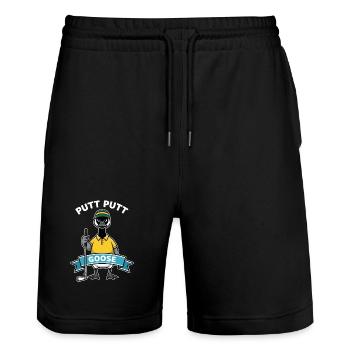Golf Funny Goose - Stanley/Stella Trainer Unisex Organic Jogging Shorts - black - Front - Nik (191cm) & Marisol (170cm)