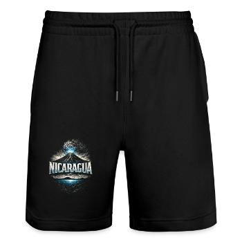 Nicaragua Nicaragisch - Stanley/Stella Unisex Bio Joggingshorts Trainer  - Schwarz - Vorne - Nik (191cm) & Marisol (170cm)