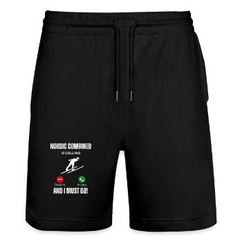 Appel combiné nordique - Short de jogging bio TRAINER Stanley/Stella unisexe - noir - Devant - Nik (191cm) & Marisol (170cm)