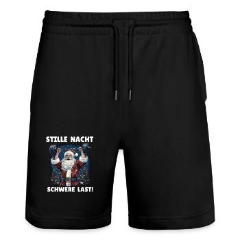 Père Noël NUIT SILENCIEUSE LOURDE Drôle - Short de jogging bio TRAINER Stanley/Stella unisexe - noir - Devant - Nik (191cm) & Marisol (170cm)