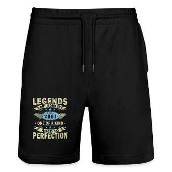 2001 March Birthday Legend - Stanley/Stella Trainer Unisex Organic Jogging Shorts - black - Front - Nik (191cm) & Marisol (170cm)