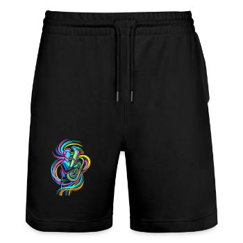 Tuba player - Stanley/Stella Trainer Unisex Organic Jogging Shorts - black - Front - Nik (191cm) & Marisol (170cm)