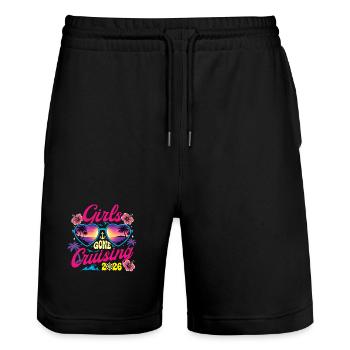 Girls Gone Cruising 2026 Retro Spring Break Vibe - Stanley/Stella Trainer Unisex Organic Jogging Shorts - black - Front - Nik (191cm) & Marisol (170cm)