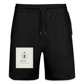 Shut up – Inner Peace Loading Design - Stanley/Stella Unisex Bio Joggingshorts Trainer  - Schwarz - Vorne - Nik (191cm) & Marisol (170cm)