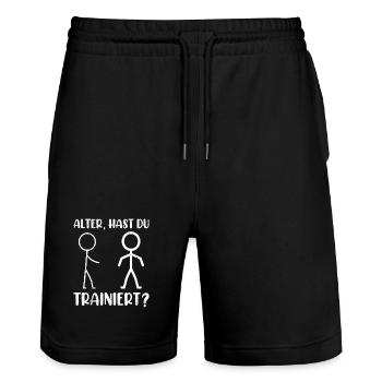 Stick Figure AVEZ-VOUS FORMÉ Funny - Short de jogging bio TRAINER Stanley/Stella unisexe - noir - Devant - Nik (191cm) & Marisol (170cm)