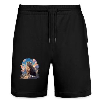 Lemmings Lemming - Stanley/Stella Trainer Unisex Organic Jogging Shorts - black - Front - Nik (191cm) & Marisol (170cm)