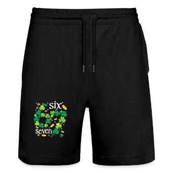 Irland Irisch Shamrock St. Patricks Day 6 7 Meme - Stanley/Stella Unisex Bio Joggingshorts Trainer  - Schwarz - Vorne - Nik (191cm) & Marisol (170cm)