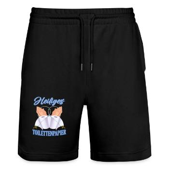 Saint papier toilette - Short de jogging bio TRAINER Stanley/Stella unisexe - noir - Devant - Nik (191cm) & Marisol (170cm)