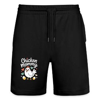 Poulet Maman Poulets Maman Maman Femme de fermier Fête des Mères Poulet pour la fête des mères - Short de jogging bio TRAINER Stanley/Stella unisexe - noir - Devant - Nik (191cm) & Marisol (170cm)