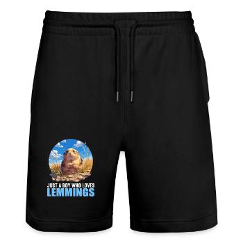 Lemmings Lemming - Stanley/Stella Trainer Unisex Organic Jogging Shorts - black - Front - Nik (191cm) & Marisol (170cm)