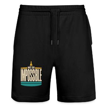 Raketenwissenschaft Raketenwissenschaftler Luft- - Stanley/Stella Unisex Bio Joggingshorts Trainer  - Schwarz - Vorne - Nik (191cm) & Marisol (170cm)