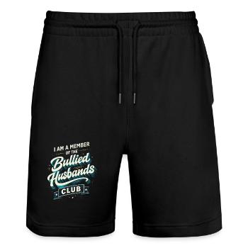 Le club des maris harcelés par le mari - Short de jogging bio TRAINER Stanley/Stella unisexe - noir - Devant - Nik (191cm) & Marisol (170cm)