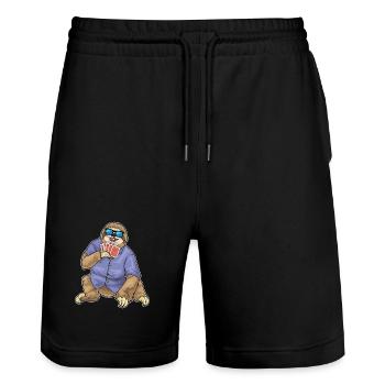 Sloth Poker Poker Card Game - Stanley/Stella Trainer Unisex Organic Jogging Shorts - black - Front - Nik (191cm) & Marisol (170cm)