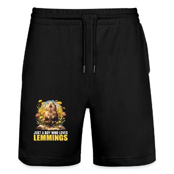 Lemmings Lemming - Stanley/Stella Trainer Unisex Organic Jogging Shorts - black - Front - Nik (191cm) & Marisol (170cm)