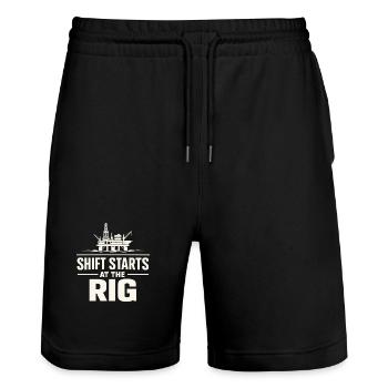 Surface de forage de forage offshore Surface de forage - Short de jogging bio TRAINER Stanley/Stella unisexe - noir - Devant - Nik (191cm) & Marisol (170cm)