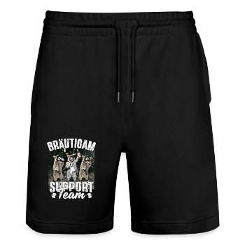 T-shirt des hommes de la fête de garçon Bourdonnement de la fête de garçon - Short de jogging bio TRAINER Stanley/Stella unisexe - noir - Devant - Nik (191cm) & Marisol (170cm)