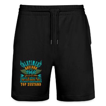 60th Birthday 60 Years Decoration 1965 Gift Funny - Stanley/Stella Trainer Unisex Organic Jogging Shorts - black - Front - Nik (191cm) & Marisol (170cm)