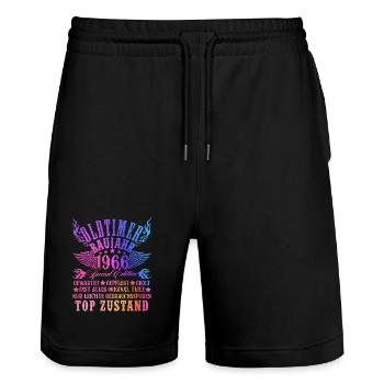 60th Birthday 60 Years Decoration 1965 Gift Funny - Stanley/Stella Trainer Unisex Organic Jogging Shorts - black - Front - Nik (191cm) & Marisol (170cm)