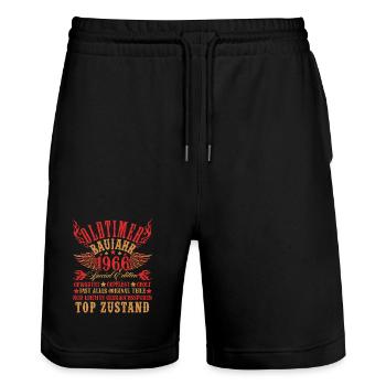 60th Birthday 60 Years Decoration 1965 Gift Funny - Stanley/Stella Trainer Unisex Organic Jogging Shorts - black - Front - Nik (191cm) & Marisol (170cm)