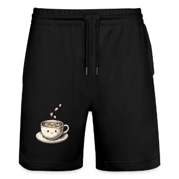 Cherry Blossom Sakura Cherry Blossom - Stanley/Stella Trainer Unisex Organic Jogging Shorts - black - Front - Nik (191cm) & Marisol (170cm)