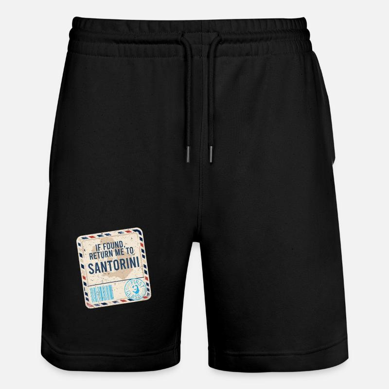 If Found Return To Santorini - Stanley/Stella Trainer Unisex Organic Jogging Shorts - black