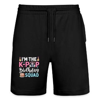I'm The K-Pop Birthday Squad - Stanley/Stella Unisex Bio Joggingshorts Trainer  - Schwarz - Vorne - Nik (191cm) & Marisol (170cm)